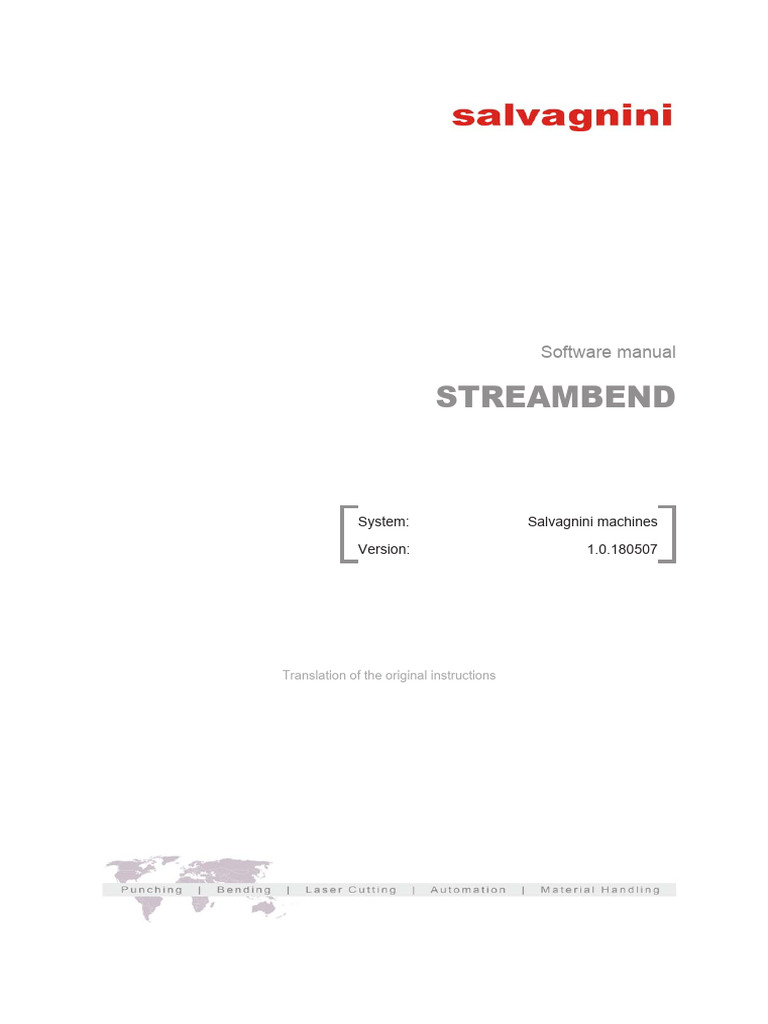 Salvagnini StreamBend Software Manual | PDF | Rotation | Art