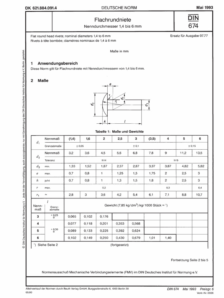 Din 674 1993-05 | PDF