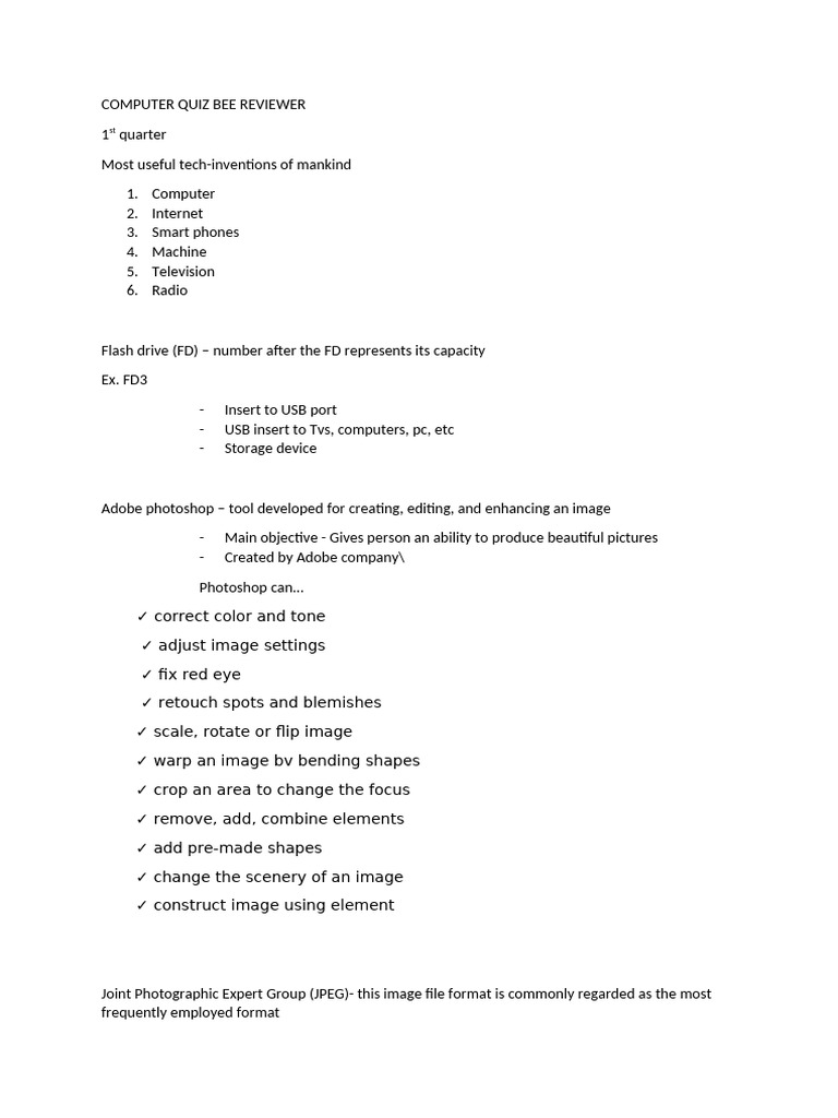Computer Quiz Bee Reviewer | PDF