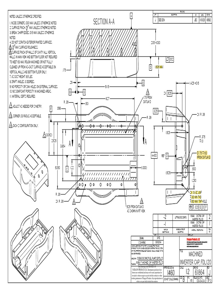 J - MACHINED - CAP - INVERTER - FDL120 Highlighted | PDF