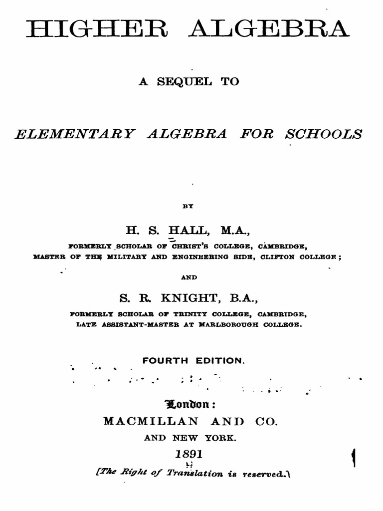 Higher algebra hall and knight pdf