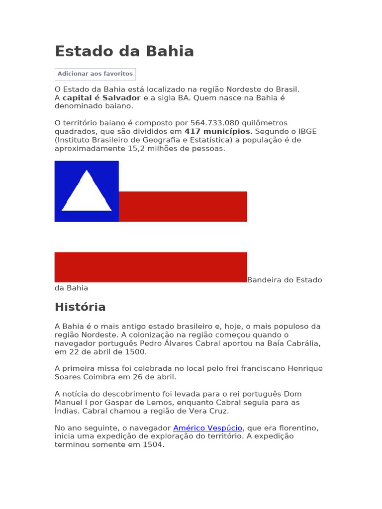 Estado Da Bahia | PDF