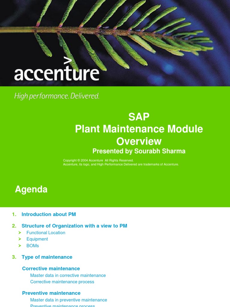 SAP_ Plant Maintenance Overview_Sourabh Reliability