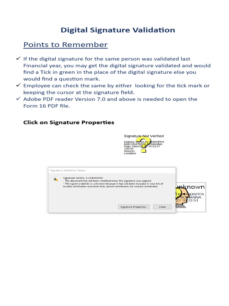 Digital signature validation process pdf
