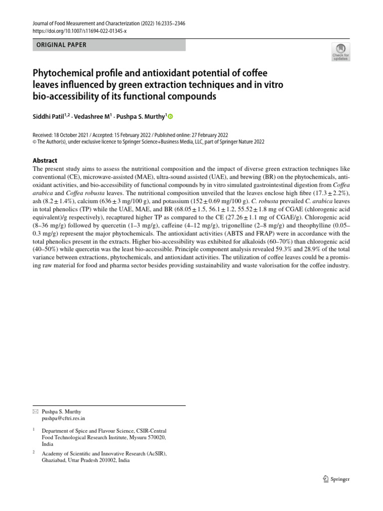 S. Patil Et Al. 2022 - Phytochemical Profile and Antioxidant Potential ...