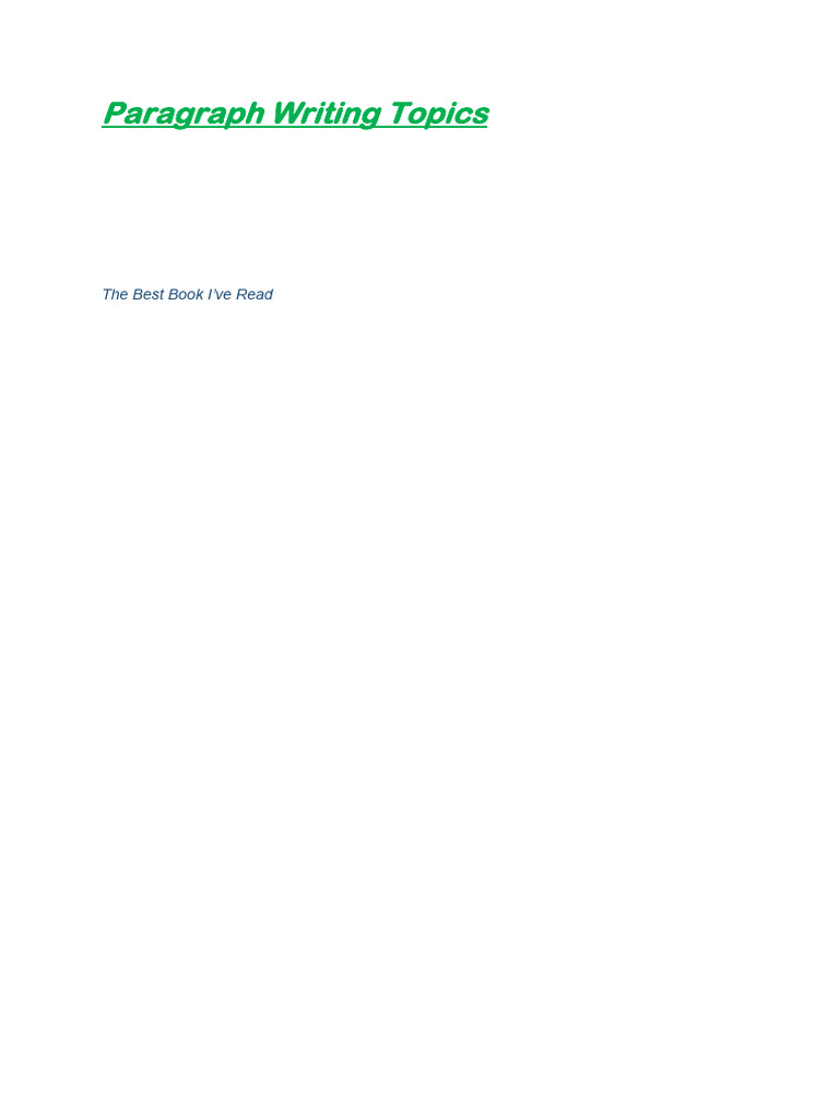Paragraph Writing Topics | PDF