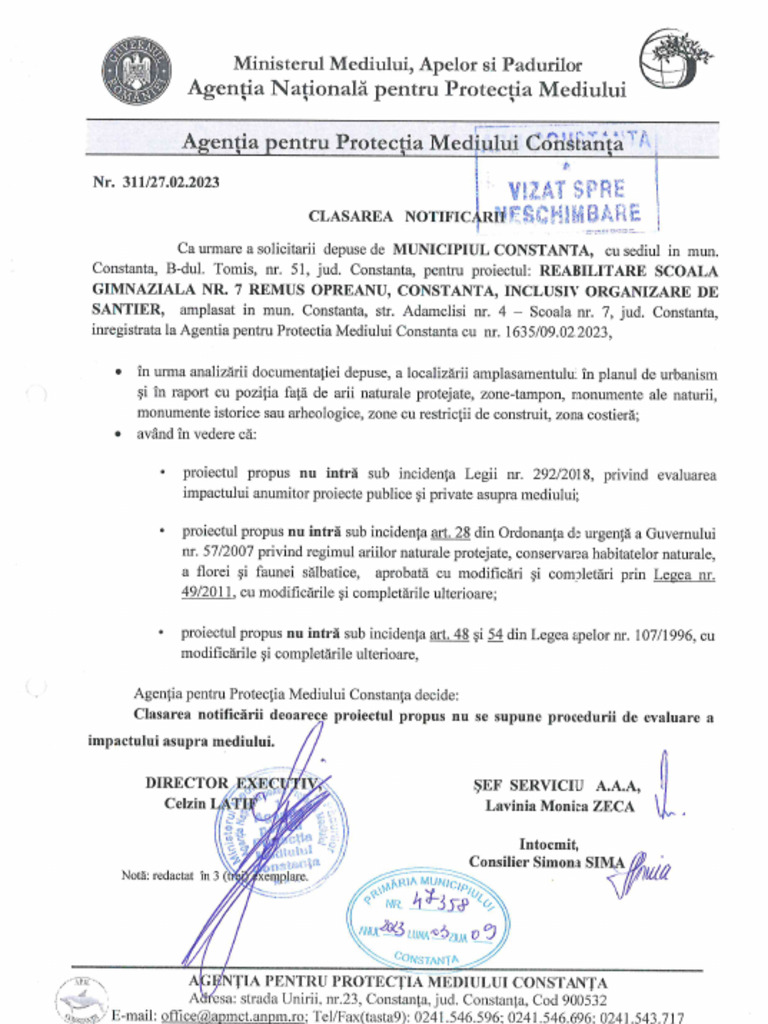 Aviz Mediu Clasarea Notificarii Pdf