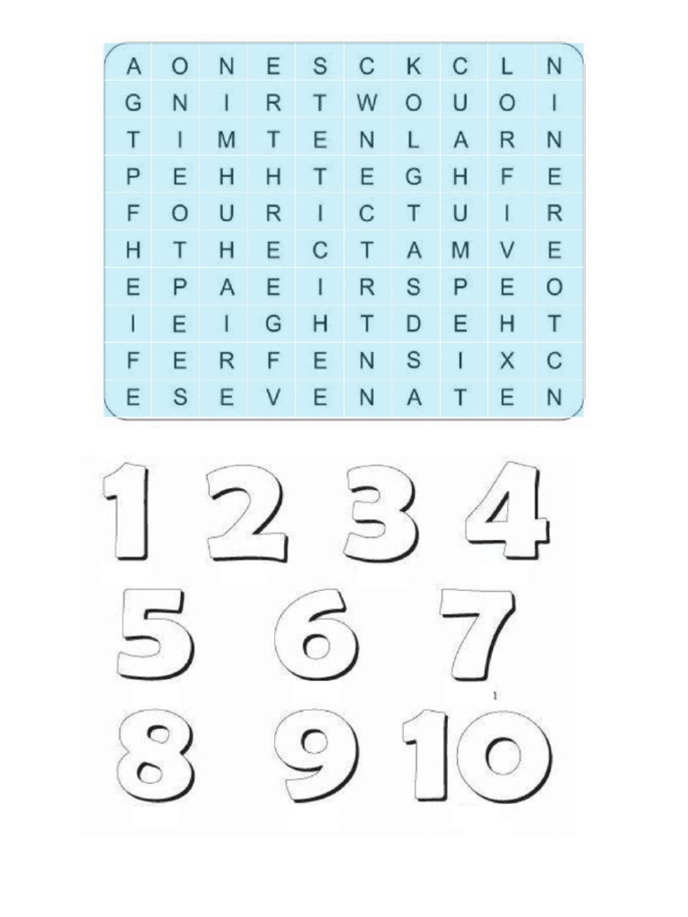 Wordsearch Numbers 1-10 2013!! | PDF
