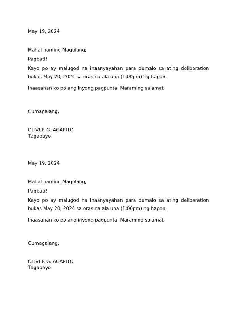 Letter Para Sa Ina | PDF