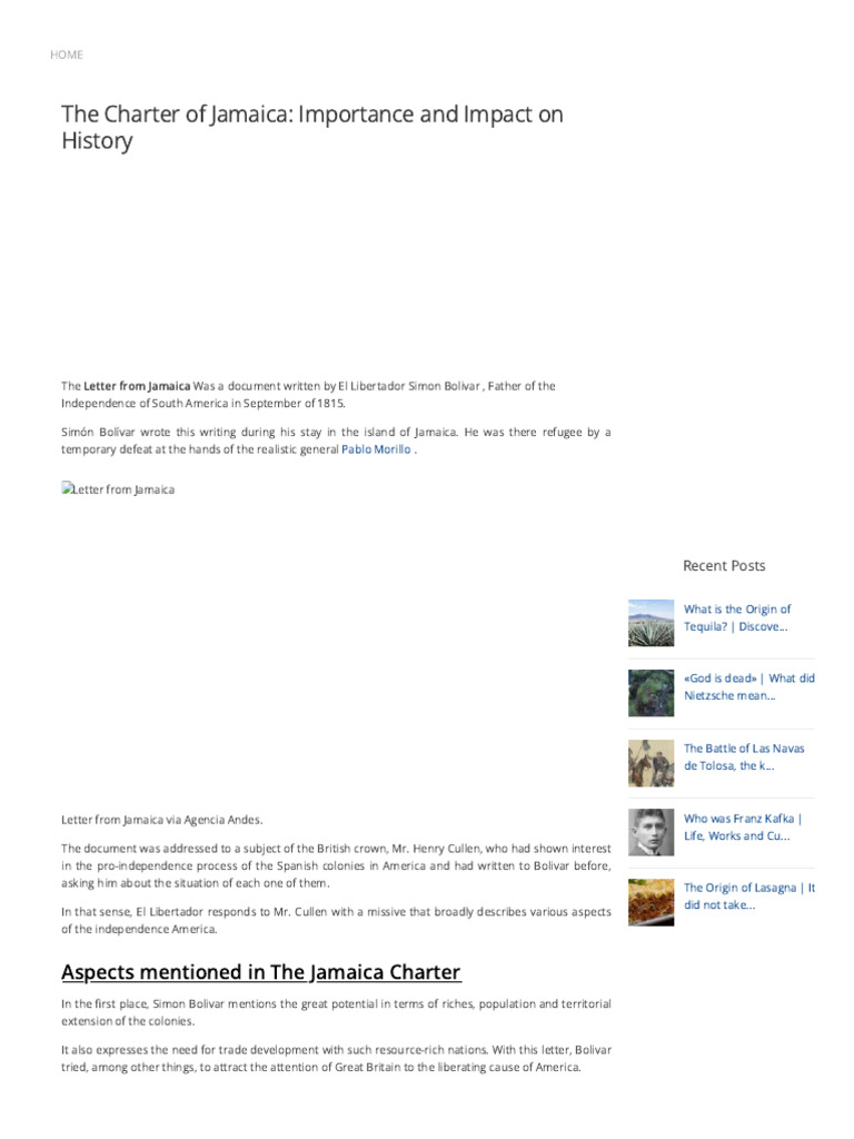 The Charter of Jamaica - Importance and Impact On History - Life ...