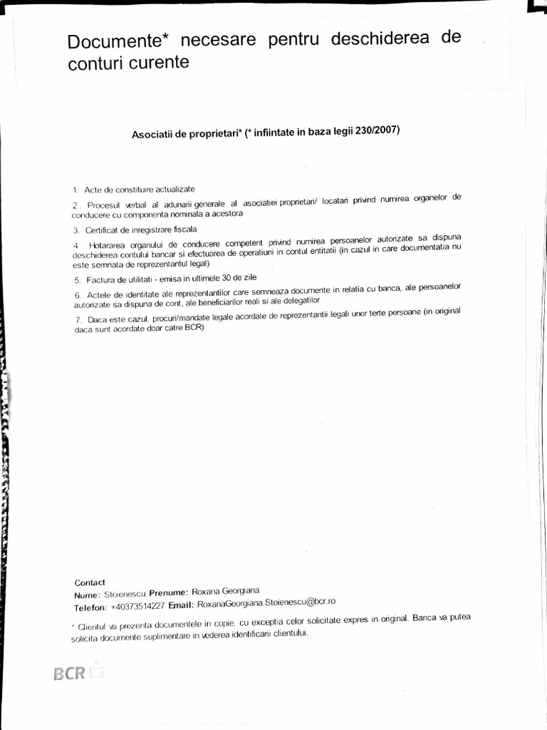Acte Necesare BCR | PDF