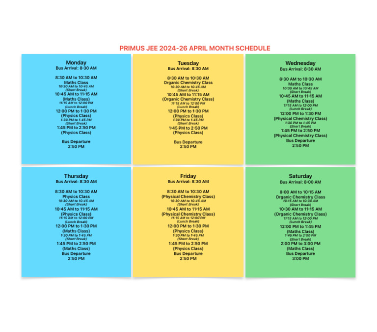 Primus Schedule | PDF