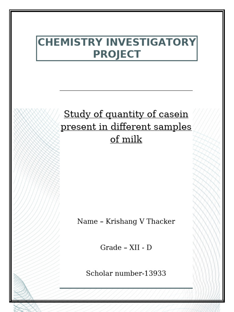 Chemistry Investigatory Project Xii | PDF