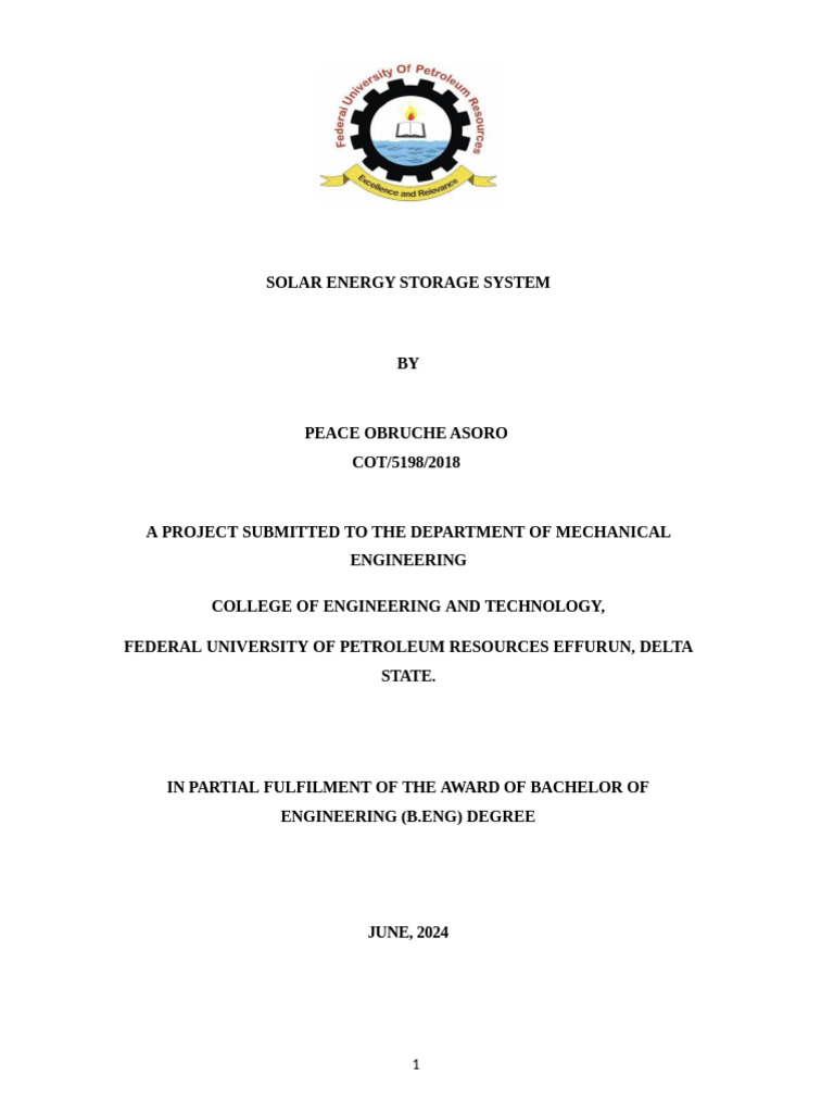 Solar Energy Storage System | PDF