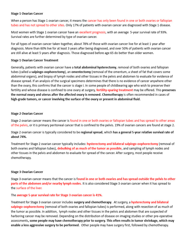 Stages of Ovarian Cancer | PDF