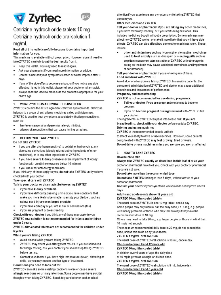 Zyrtec PDF
