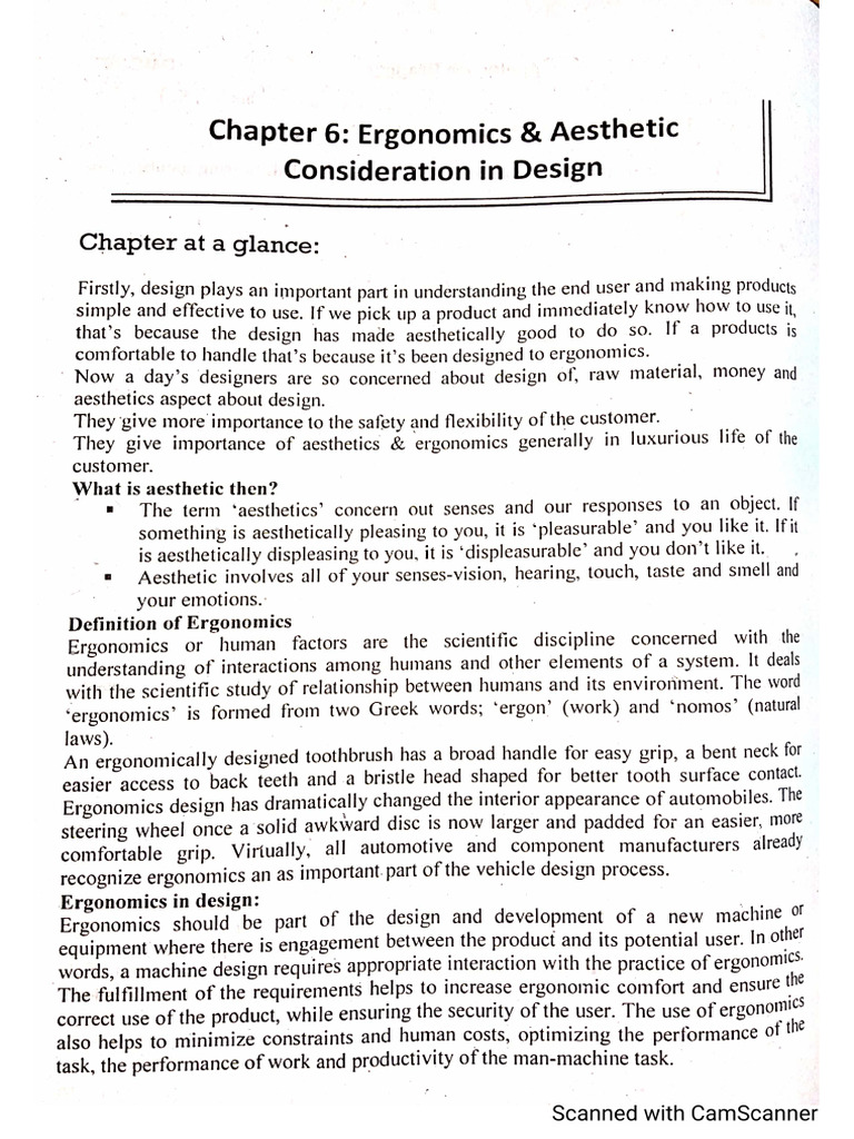 Ergonomics & Aesthetic Consideration in Design | PDF