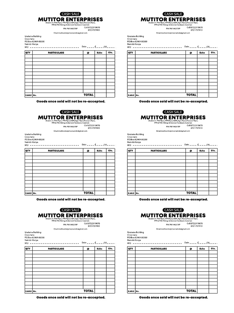 Mutitor Cash Sale | PDF