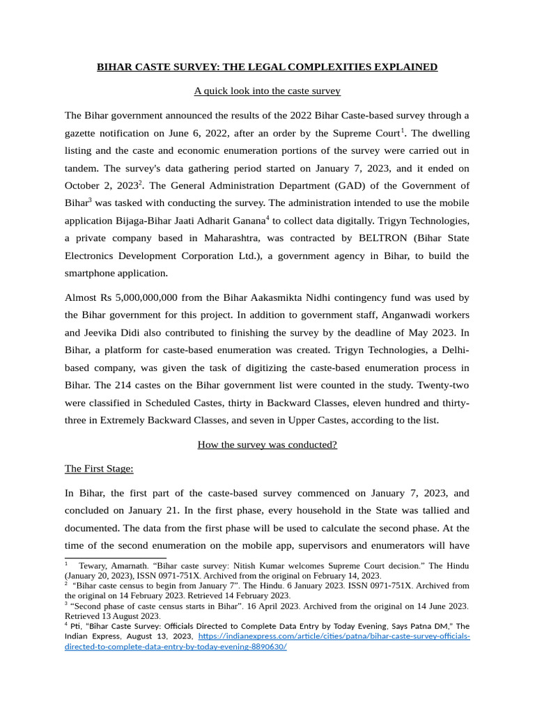 Bihar Caste Survey | PDF