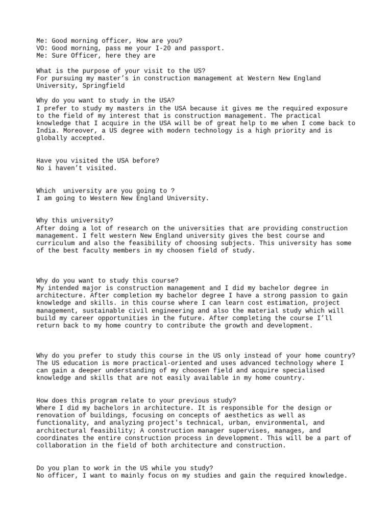 Visa interview pdf