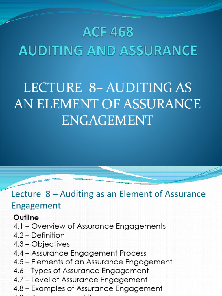 Auditing As An Element of Assurance Engagement | PDF
