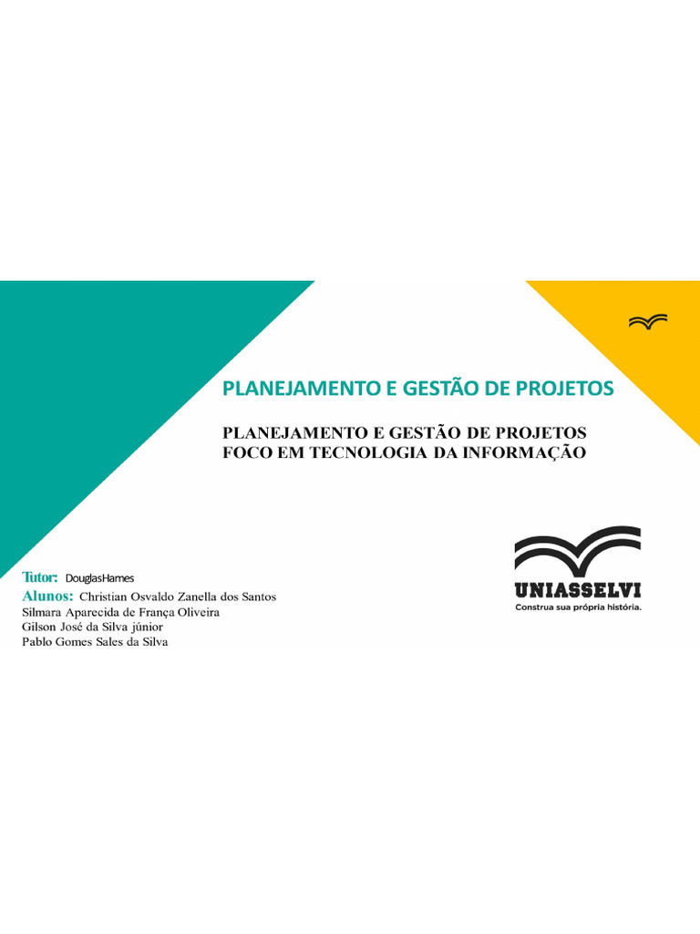 Planejamento e Gestão de Projetos Slides | PDF