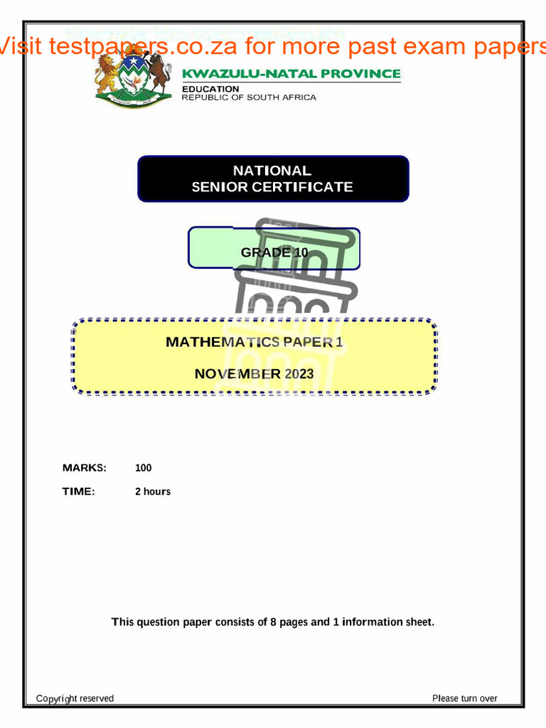 Maths Grade 10 November 2023 P1 and Memo | PDF