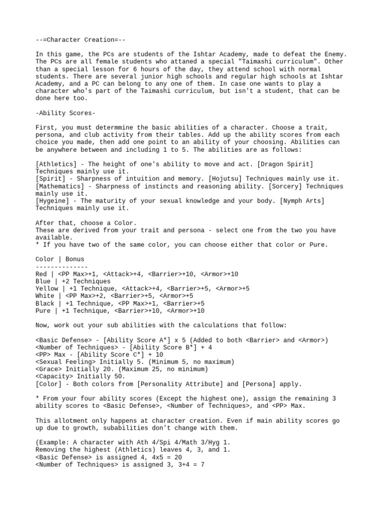 P2 Character Creation | PDF
