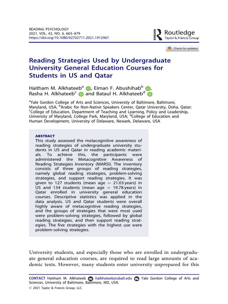 Reading Strat Used by Undergraduate University Ss | PDF