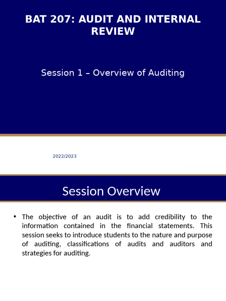 Overview of Auditing Principles | PDF | Audit | Internal Control