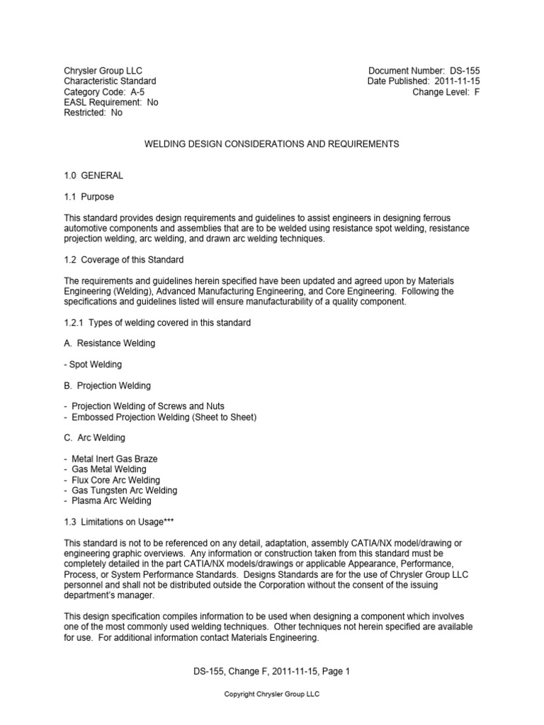 Ds155 WELDING DESIGN CONSIDERATIONS AND REQUIREMENTS PDF