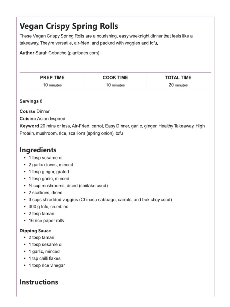Spring Rolls | PDF