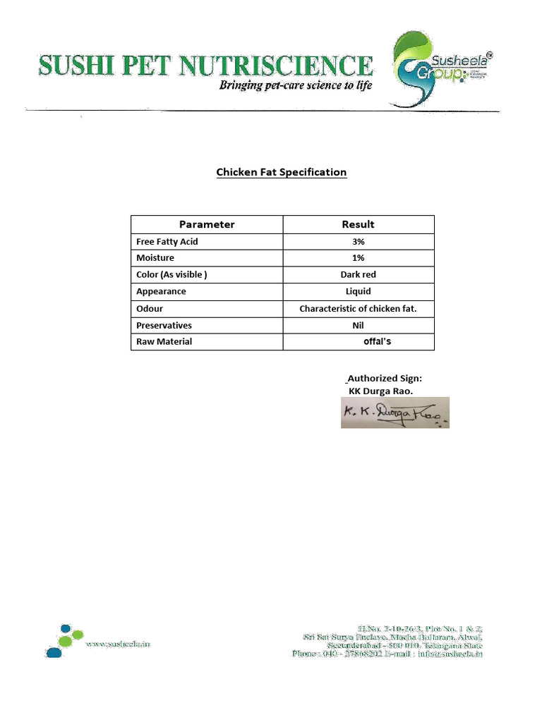 Poultry fat 03 ffa spc pdf