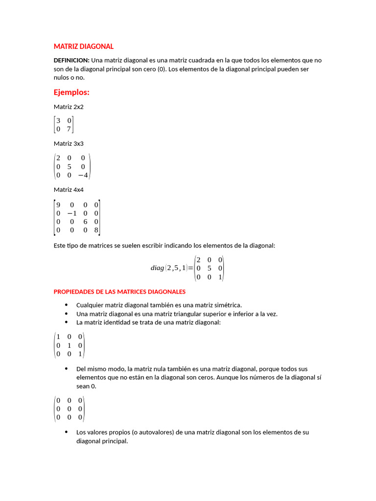Matriz Diagonal, Matriz Escalar | PDF