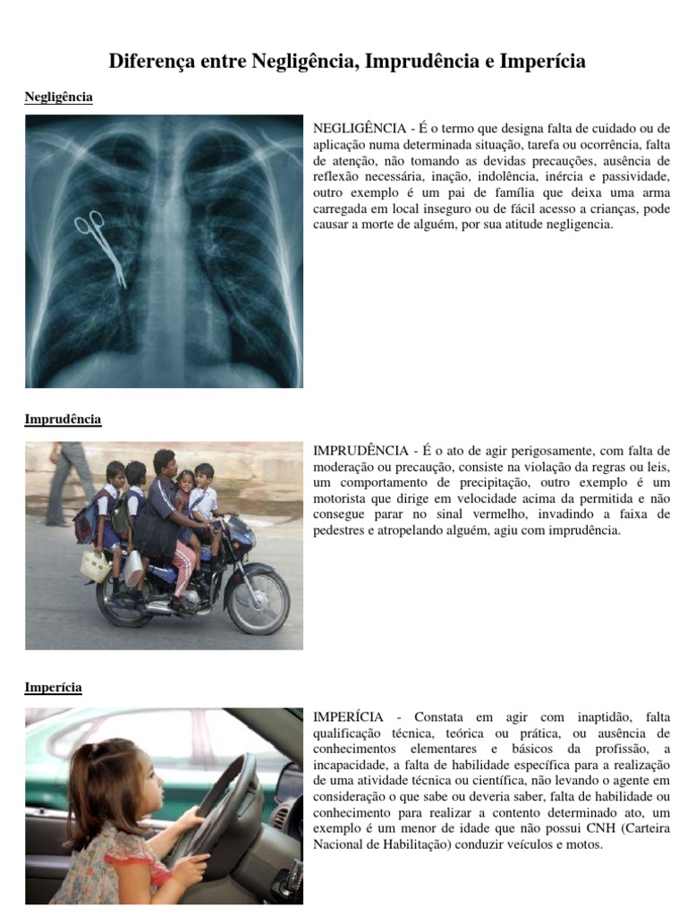 Definição De Negligencia Imprudencia E Impericia Na Enfermagem