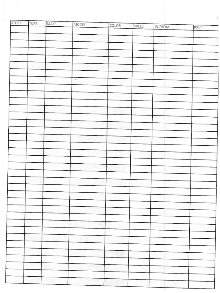 Stock Sheet Sample Pdf