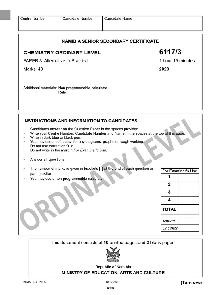 Ordinary - Chemistry Paper 3 6117-3 - First Proof 13.03.2023 | PDF
