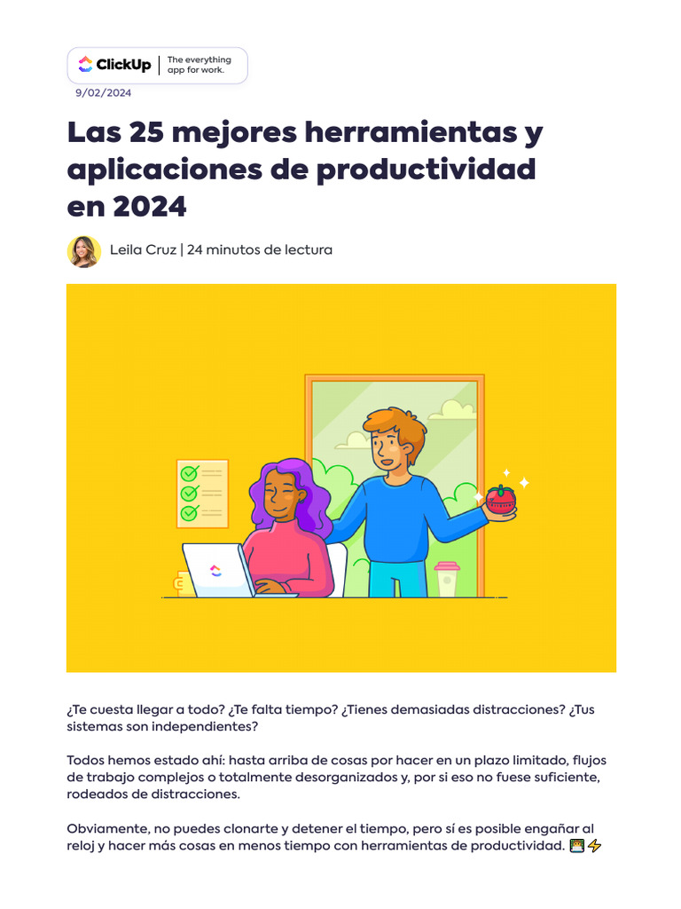 Las 25 Mejores Herramientas y Aplicaciones de Productividad en 2024 | PDF