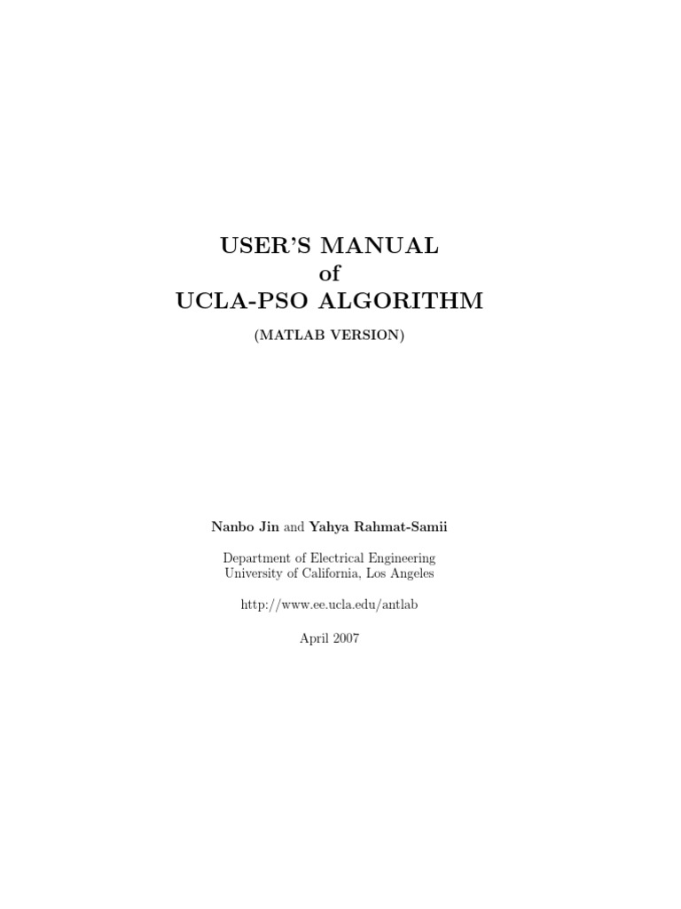 UCLA PSO Algorithm User Manual | PDF | Mathematical Optimization ...
