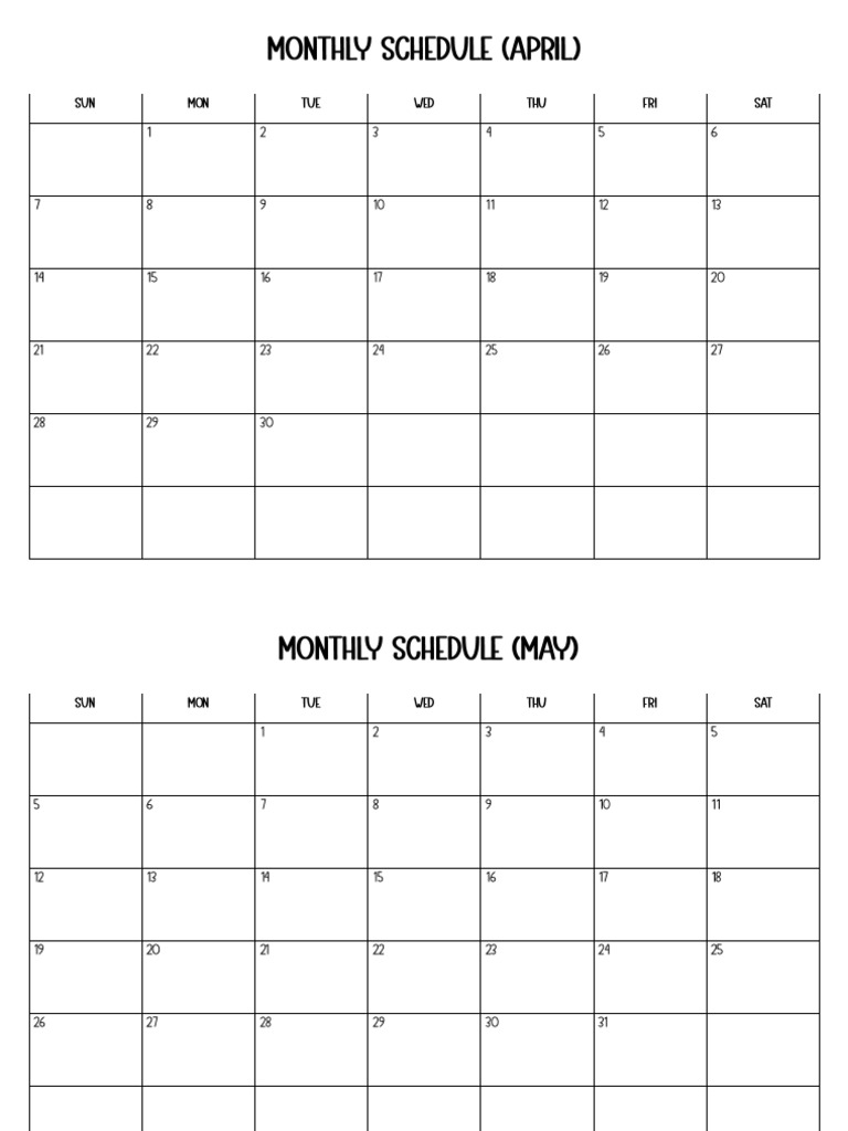 Monthly Schedule Planner | PDF