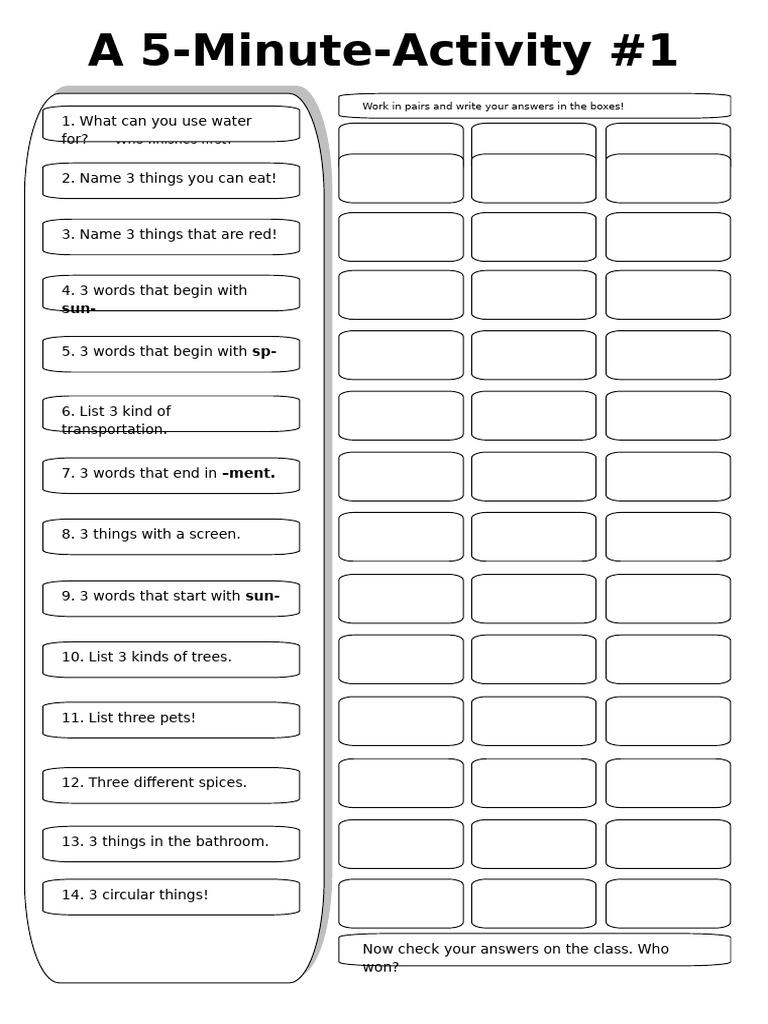 A 5 Minute Activity #1 | PDF