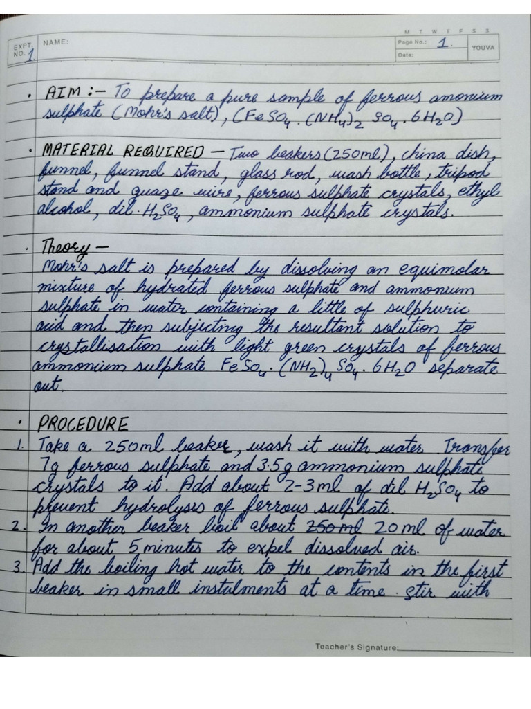 Chemistry Practical File 12 | PDF