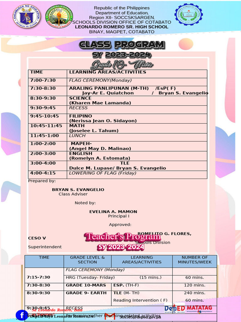 Class Program | PDF