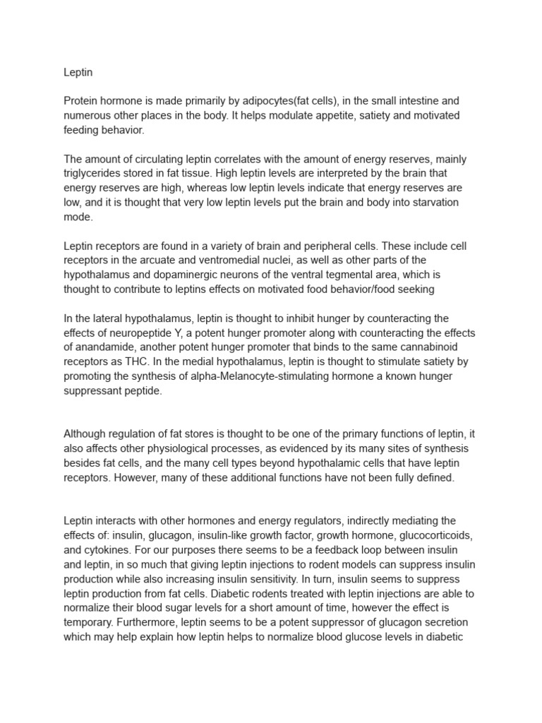 Leptin and Adiponectin | PDF | Leptin | Insulin Resistance