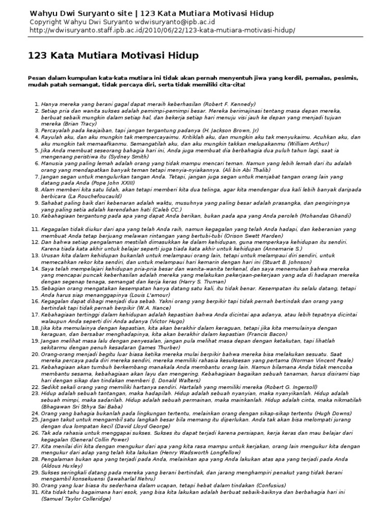 123 Kata Mutiara Motivasi Hidup 123 Kata Mutiara Motivasi Hidup