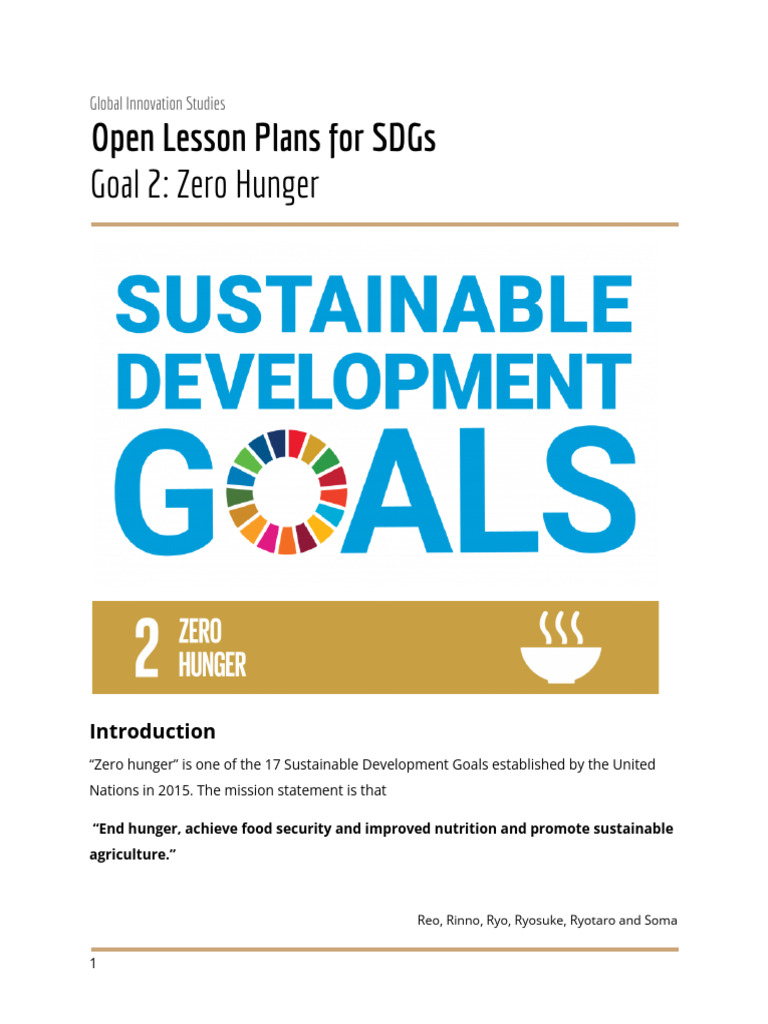 SDGs Goal 2 No Hunger 1 | PDF