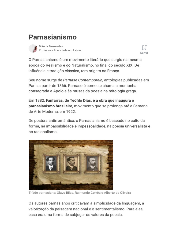 Parnasianismo - Características, Contexto Histórico e Autores - Toda ...