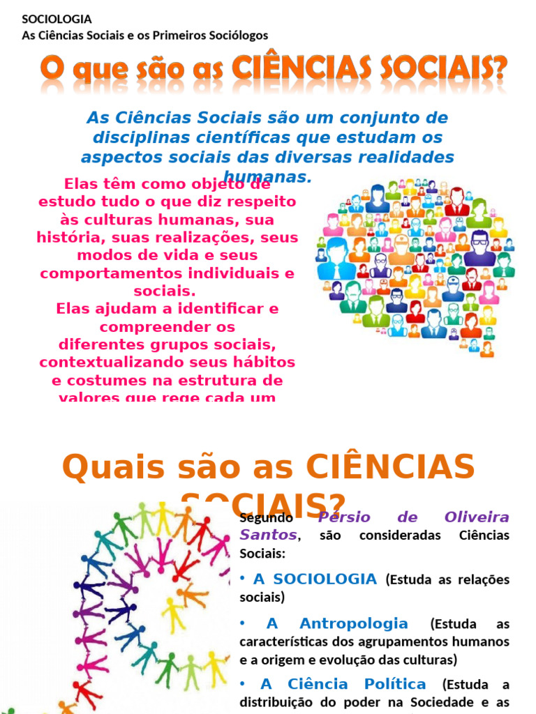 As Ciências Sociais e Os Primeiros Sociólogos | PDF