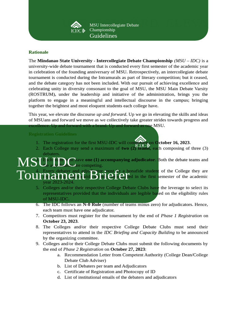 MSU IDC Tournament Briefer | PDF