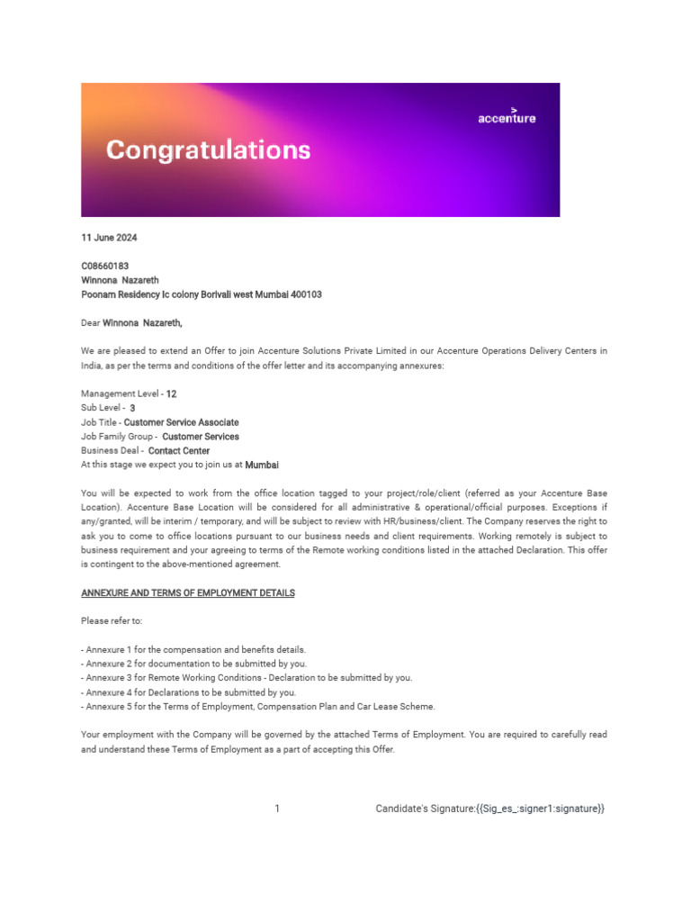 Offer+Letter+2024!06!11 Accenture | PDF